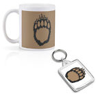 1 Mug & 1 Rectangle Keyring Imprint Bear Paw Silhouette #60571