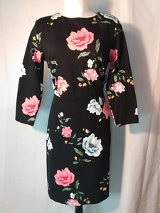 Old Navy Women Black Floral Print Bodycon Dress Size M - Picture 1 of 5