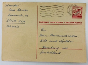 Vintage 1959 Switzerland 25 Helvetia Postal Card Postcard - Picture 1 of 7