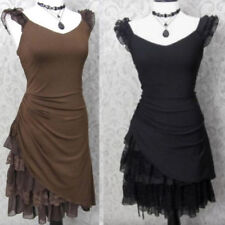 New Women Steampunk Dress Romantic Medieval Lace Up Dress Victorian Goth Costume