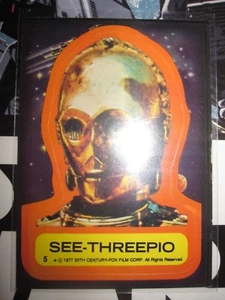 STAR WARS VINTAGE CARD TOPPS STICKERS SEE-THREEPIO N°5 1977 SERIE 1 USED - Bild 1 von 2