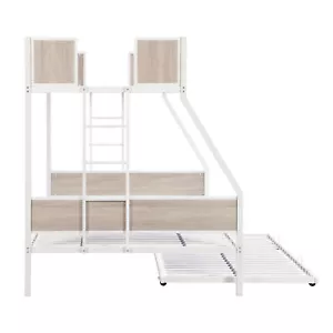 Twin Over FULL Metal Bunk Bed with Trundle 2 - Side Ladder and Full-Length Guard - Picture 1 of 9