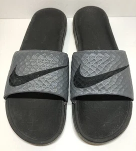 Nike Benassi Solarsoft Men's Slides Sandals Grey Black 705474-090 - Picture 1 of 4