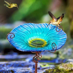 Vogeltränke Stehend Vogelbad gusseisen 79cm Futterstellen Glas Gartenstab Deko - Bild 1 von 7