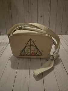 Disney Loungefly Harry Potter Deathly Hallows Floral Crossbody Bag Cream - Picture 1 of 6