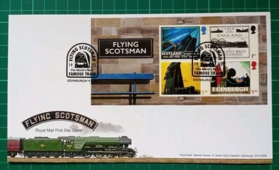 2023 Flying Scotsman Miniature Sheet FDC World's Most Famous Train Edinburgh Pmk - Image 1 of 2