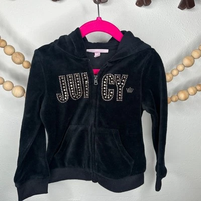 Sudadera con capucha de terciopelo Juicy Couture negra Gem Crush 3t Foto 1 de 3