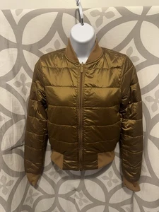 Lululemon Bomber Jacket Womens 2 Non Stop Gold Bronze Reversible Puffer - Picture 1 of 10