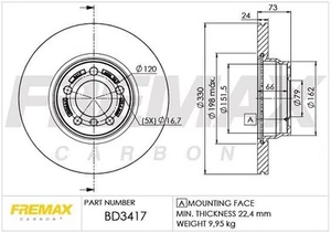 Brake discs BMW 2 (F22, F87) 228 i BD-3417 - Picture 1 of 2