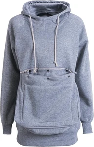 Medium Unisex Long Sleeve Big Kangaroo Pouch Hoodie Pet Cat Small Dog Holder - Picture 1 of 16