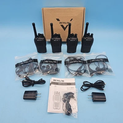 Set of 4 Retevis RT46 UHF Walkie Talkie 1000mAh VOX Handheld Two Way Radios - Image 1 of 4