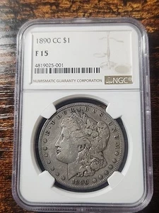 1890-CC Morgan Silver Dollar NGC F15 Extremely Orginal Coin Key Date (#269) - Picture 1 of 2