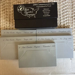 50 State quarters 1999 commemorative set Uncirculated & Proof-DE, PA, NJ, GA, CT - Picture 1 of 18