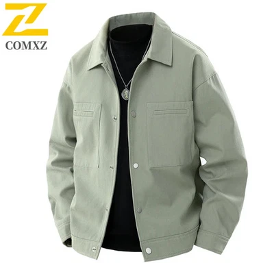 Men's Jacket Autumn Comfortable Windproof Jacket Male Casual Daily Retro Single  - Image 1 of 4