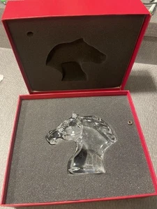 BACCARAT Original Vintage Signed Crystal HORSE Head Figurine Paperweight W/Box - Picture 1 of 21