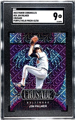 2023 Panini Chronicles Crusade #24 Jim Palmer PURPLE MOJO PRIZM /50 SGC 9 MINT - Image 1 of 2