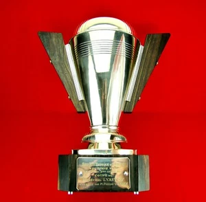 1939 Rare Stunning Roux Marquiand French Art Deco Silverplate & Macassar Trophy - Picture 1 of 12