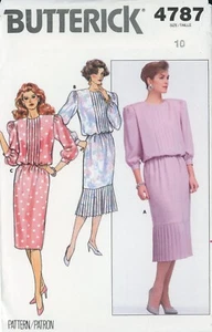 Butterick 4787 Front Tuck Blouson Dress, Straight Skirt, Pleated Flounce Sz 10 - Picture 1 of 4