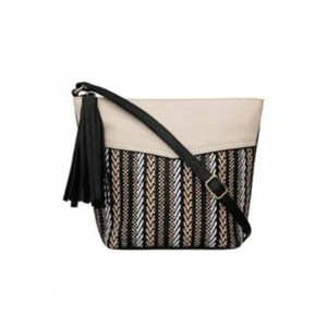 Elegante bolso bandolera marrón de imitación de cuero y tela - descatalogado - AVON - Imagen 1 de 6