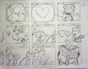 Rugrats 1991 Producción Howard E. Baker FIRMADO Dibujado a Mano Storyboard Página - Imagen 1 de 3