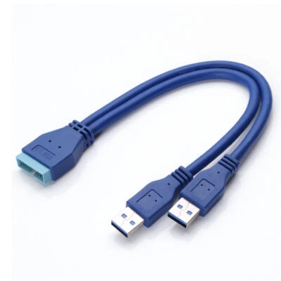 2 USB 3.0 Type A Male to Motherboard 20/19 Pin Header Adapter Cable motherboard - Image 1 of 4