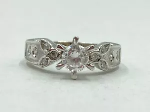 14 Karat Weißgold & simulierter Diamant Verlobungsring ca. 0,82 CTW (EL1088911) - Bild 1 von 7