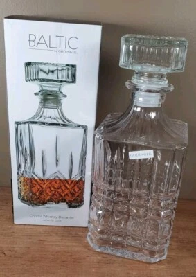 Godinger Crystal Baltic Whiskey Decanter Barware New in Box 35 oz Capability  - Image 1 of 4