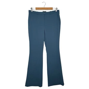 Theory Pants Womens 8 Blue Wool Flare Slacks Trousers High Rise Demitria 4 - Picture 1 of 13