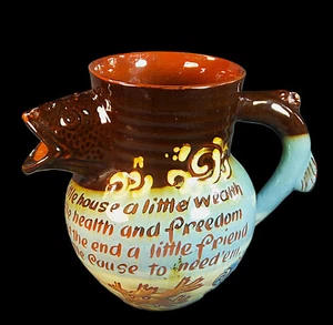 SUPERB, RARE BRANNAM SLIP DECORATED FISH / MOTTO  JUG by FREDERIC BRADDON - 1895 - Picture 1 of 16