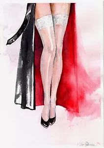 Original Watercolor Painting Female Legs Painting Erotic Woman Painting - Picture 1 of 2