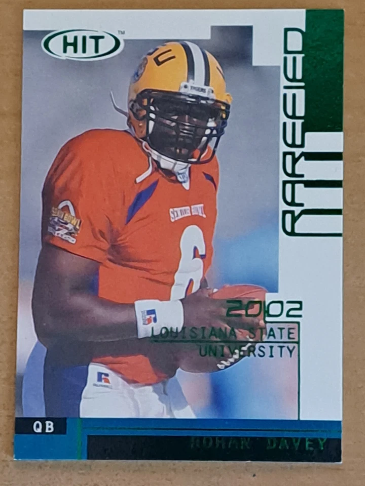 Rohan Davey 2002 Sage Hit Rarefied Emerald Rookie Card R6 LSU Tigers - Image 1 of 1