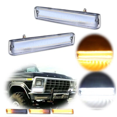 For Ford F-150 Trucks Bronco Dynamic SWITCHBACK LED DRL Turn Signal Lights Clear - Image 1 of 4