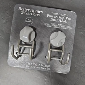 Better Home & Gardens Power Grip Pro Dual Mount Suction Hook Satin Nickel Finish - Picture 1 of 2
