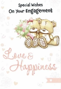 Quality ENGAGEMENT CARD, Cute Bears Love & Happiness Design - Imagen 1 de 3