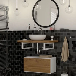 Set 2 Reggimensola da muro supporti per scaffale lavabo in acciaio bianco 350 mm - Foto 1 di 8