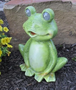 Großer Solar FROSCH LED Augen Skulptur/Figur*Primitiv/Französisches Landhaus - Bild 1 von 8
