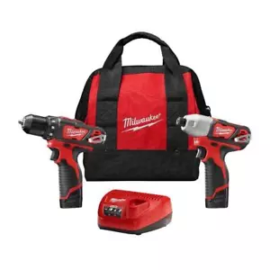 Milwaukee Power Tools Brushed Cordless Combo Kit Charger Included Drill Red - Picture 1 of 1