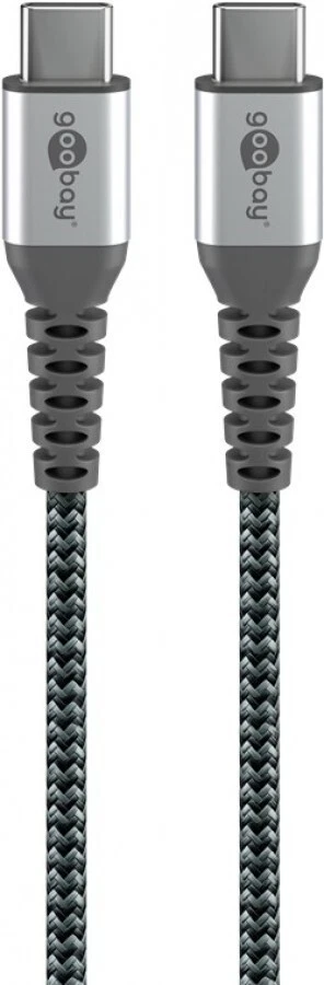 USB-C™-auf-USB-C™-Textilkabel mit Metallsteckern (spacegrau/silber), 1 m - Bild 1 von 1