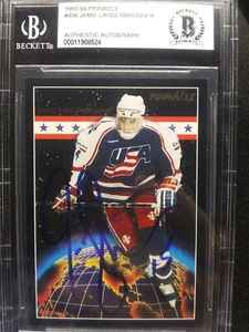 1993/94 Pinnacle #496 Jamie Langenbrunner Auto Rc Signed Rookie Card - Picture 1 of 4