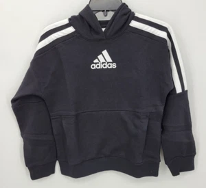 Adidas Hoodie Sweatshirt Boys Medium Black Center Logo Soccer Football Pullover - Picture 1 of 10