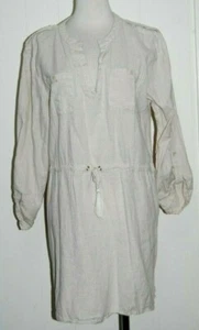 b. Boutique by Evergreen 100% Cotton Sand Drawstring Waist Tunic Shirt Dress  XL - Picture 1 of 4