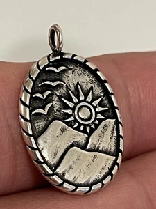 Sonne und Berge Sterling Silber 925 Anhänger für Halskette - Bild 1 von 6