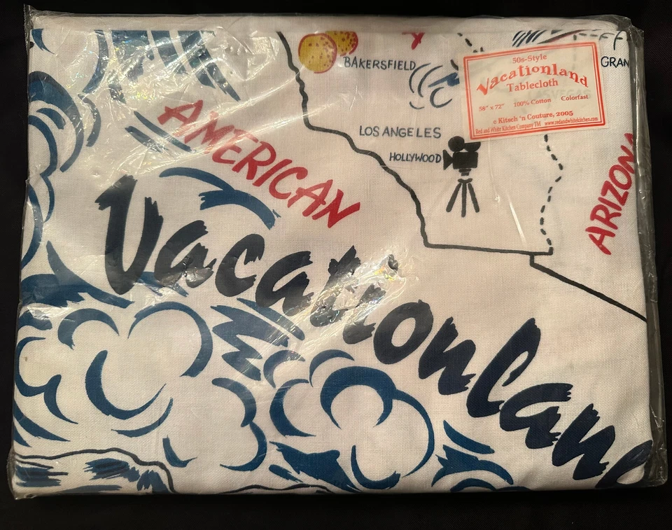 Vacationland Retro-style Tablecloth - Kitsch n' Couture 2005 - Image 1 of 4
