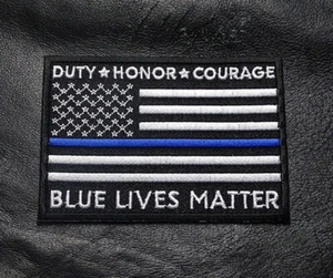 POLIZEI BLAUE LINIE DIENST EHRE MUT USA FLAGGE BLUE LIVES MATTER AUFBÜGLER PATCH - Bild 1 von 1