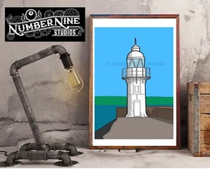 Brixham Breakwater Lighthouse Artwork Illustration,limited,signed by artist. - Picture 1 of 7
