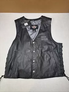 Harley Davidson Leather Honor Vest Men's Silver Wing XL 97046-08VM/002L Biker - Picture 1 of 12