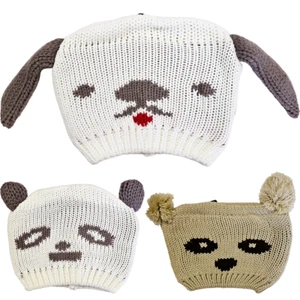 Adult Unisex Animal Face Knitted Hat Winter Warm Premium Panda Dog Bear Hats - Picture 1 of 10