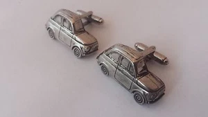 Italian motor car   500  fine english pewter 3D cufflinks classic car  - Picture 1 of 1