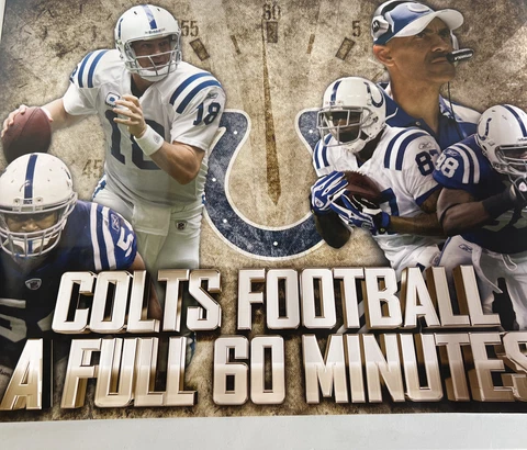 RARE INDIANAPOLIS COLTS FOOTBALL A FULL 60 MINUTES POSTER DUNGY MANNING 18x24 Cover