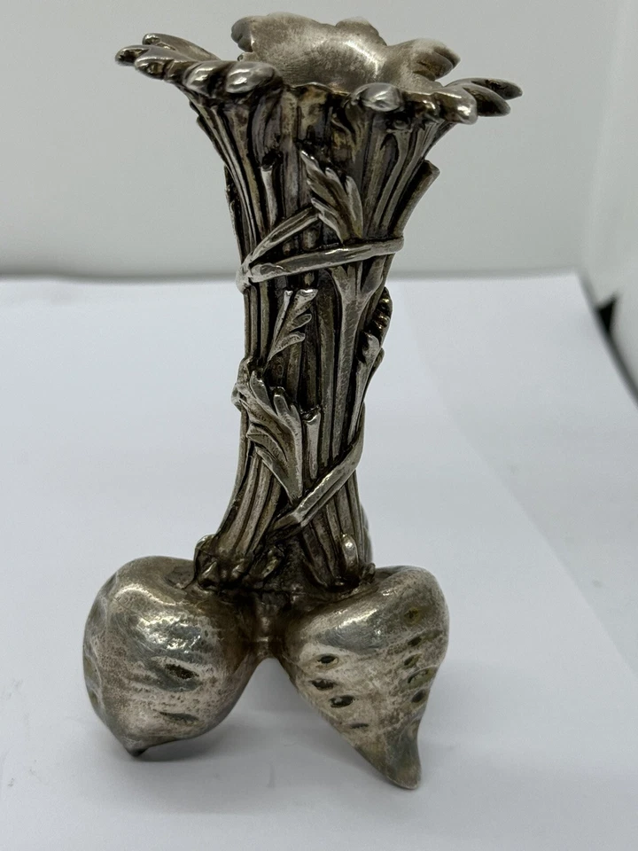 Jarrón vintage Christofle plateado bronce Trois Carottes Bud 4” decoración Francia  Foto 1 de 4